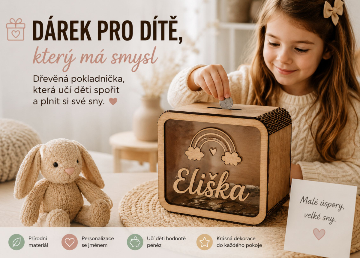 Dárek pro dítě, který má smysl? Dřevěná pokladnička patří mezi nejoblíbenější dárky