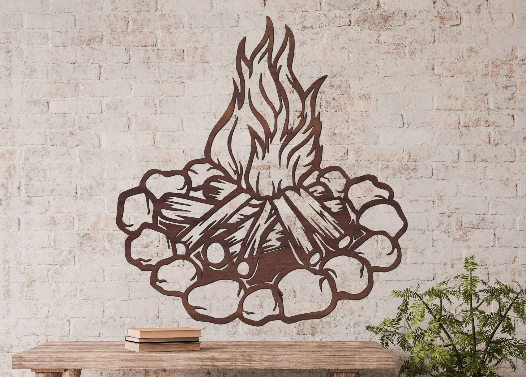 Dřevěný obraz – Kempingový oheň