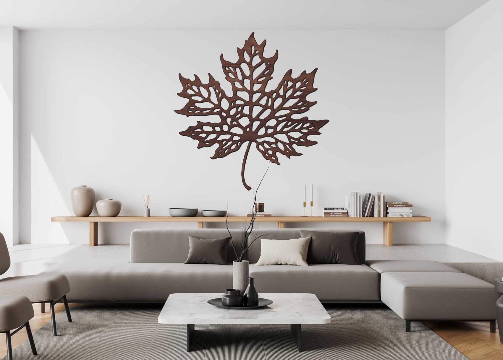 Javorový list – Dřevěný obraz s filigránovým vzorem