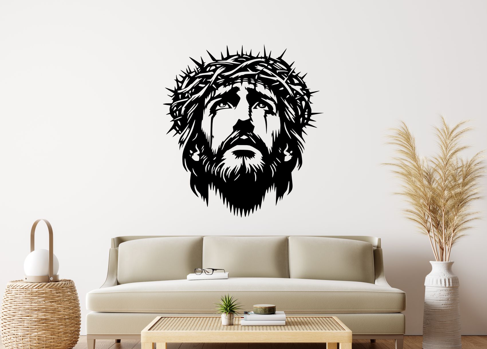 Dřevěný obraz na stěnu – Ježíš Kristus s trnovou korunou