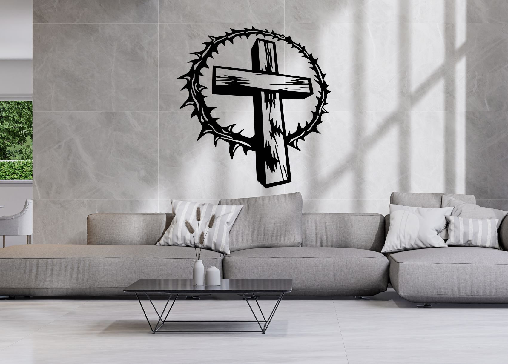 Dřevěný obraz na stěnu – Kříž s trnovou korunou