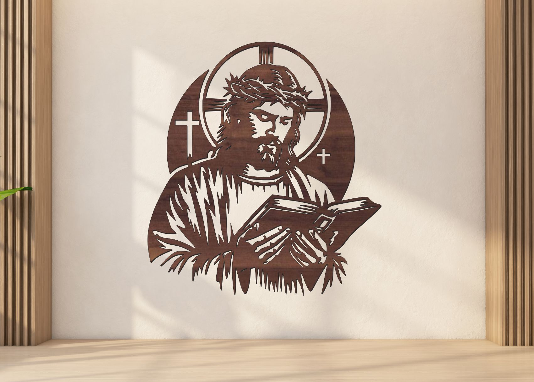 Dřevěný obraz na stěnu – Ježíš Kristus s knihou