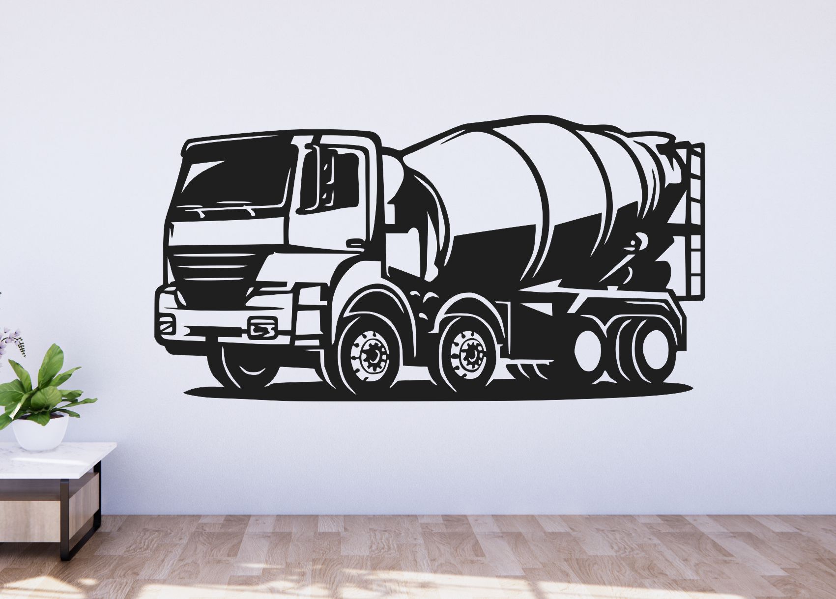 Dřevěný obraz na stěnu – Domíchávač betonu (Míchačka)