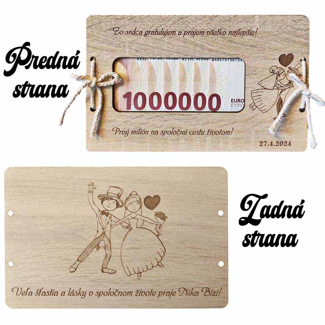 Svatební obálka na peníze – „Na 1. milión“