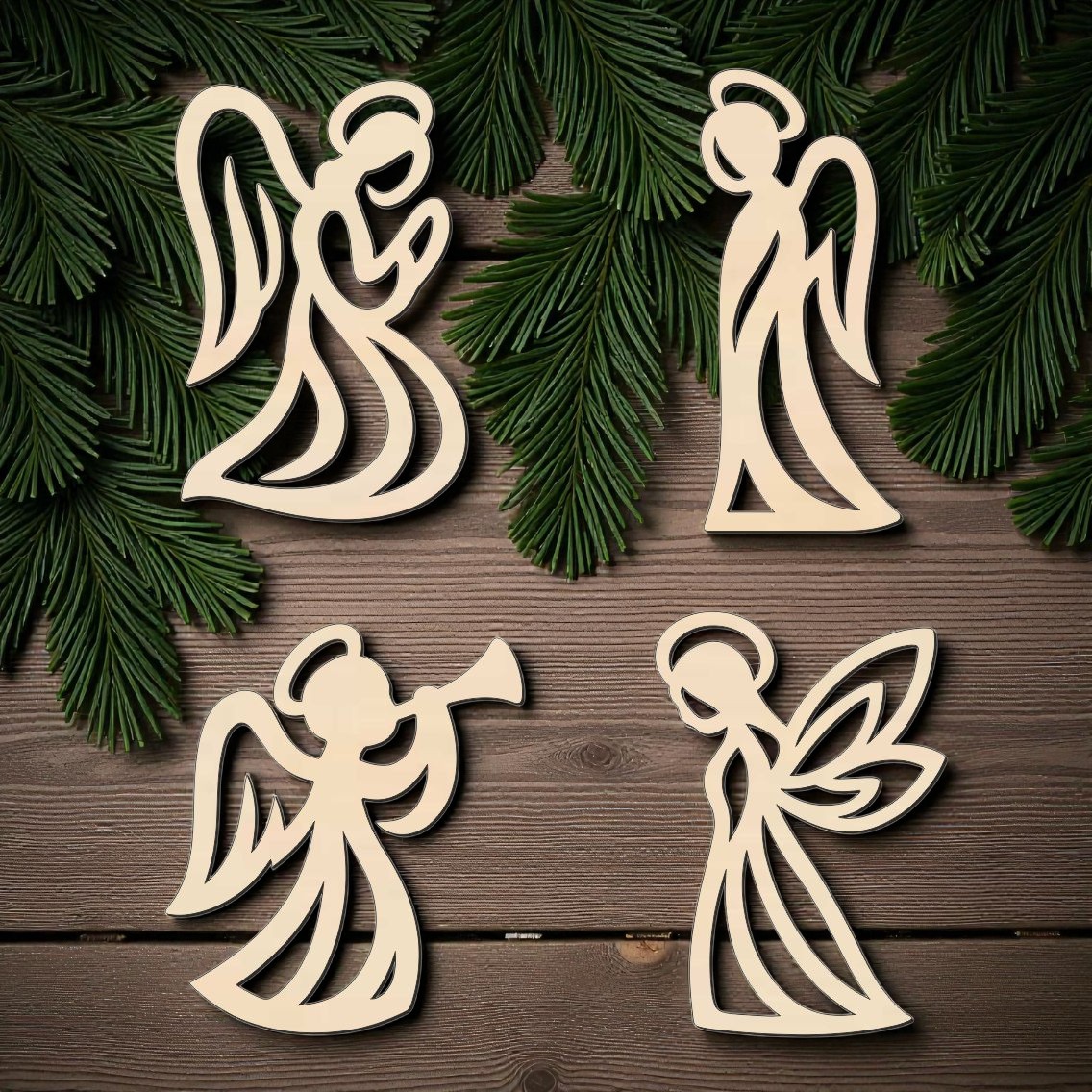 Dřevěná vánoční ozdoba – Andílci