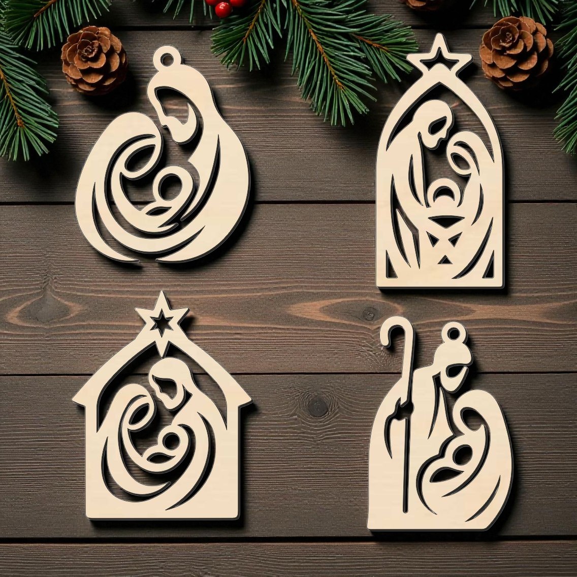 Dřevěná vánoční ozdoba – Betlém