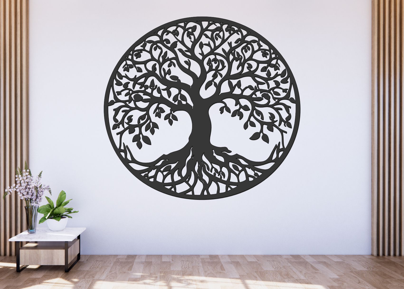 Dřevěný strom života na zeď – Kruhová harmonie