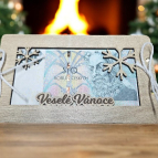 Vánoční dřevěná obálka na peníze – Veselé Vánoce