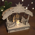 Dřevěný vyřezávaný betlém – Se stříškou
