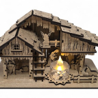 Rodinný dřevěný betlém se stříškou