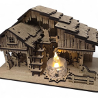 Rodinný dřevěný betlém se stříškou