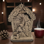 Vyřezávaná dřevěná Svatá rodina