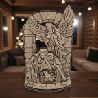 Dřevěný vánoční betlém – Vyřezaná Svatá rodina