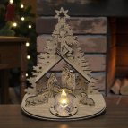 Dřevěný vánoční betlém – Vyřezaná Svatá rodina