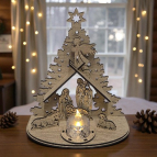 Dřevěný vánoční betlém – Vyřezaná Svatá rodina