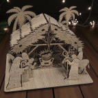 Vyřezávaný dřevěný betlém se stříškou