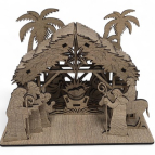 Vyřezávaný dřevěný betlém se stříškou