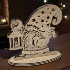 Dřevěný vánoční skřítek s lampášem