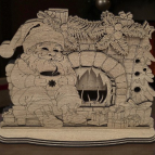 Dřevěný Santa u krbu