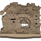 Dřevěný Santa u krbu