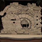 Dřevěný Santa u krbu