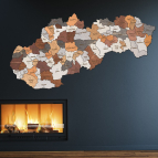 Dřevěná mapa Slovenska – Okresy od 75 cm