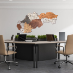 Dřevěná mapa Slovenska – Barevné kraje s okresy