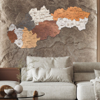 Dřevěná mapa Slovenska – Barevné kraje s okresy