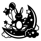 Dřevěný obrázek do dětského pokoje – Králíček na měsíci