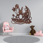 Dřevěný obrázek do dětského pokoje – Králíček na měsíci