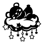 Dřevěný obrázek do dětského pokoje – Medvídek na obláčku