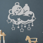 Dřevěný obrázek do dětského pokoje – Medvídek na obláčku