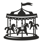 Dřevěný obrázek do dětského pokoje – Kolotoč s koníky