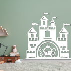 Dřevěný obrázek do dětského pokoje – Zámek s kočárem