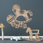 Dřevěný obrázek do dětského pokoje – Houpací koník BABY
