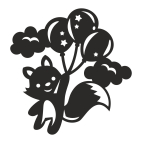 Dřevěný obrázek do dětského pokoje – Liška s balónky