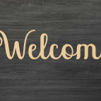 Dřevěný nápis na zeď – Welcome