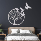 Dřevěný obraz – Strom života s ptáky