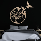 Dřevěný obraz – Strom života s ptáky