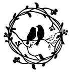 Dřevěný obraz – Ptáčci v kruhu z větviček