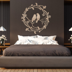 Dřevěný obraz – Ptáčci v kruhu z větviček