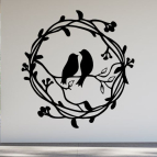 Dřevěný obraz – Ptáčci v kruhu z větviček