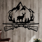 Dřevěný obraz – Myslivecký motiv s jelenem