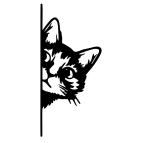 Dřevěný obraz – Kočka vykukující zpoza rohu