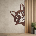 Dřevěný obraz – Kočka vykukující zpoza rohu