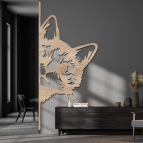 Dřevěný obraz – Kočka vykukující zpoza rohu