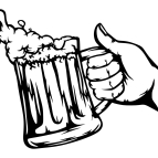 Pivní půllitr v ruce – Dřevěný obraz na stěnu