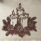 Vánoční věnec se svíčkami – Dřevěný obraz na stěnu