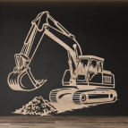 Dřevěný obraz na stěnu – Bagr při práci
