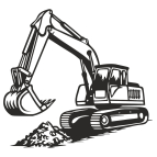 Dřevěný obraz na stěnu – Bagr při práci